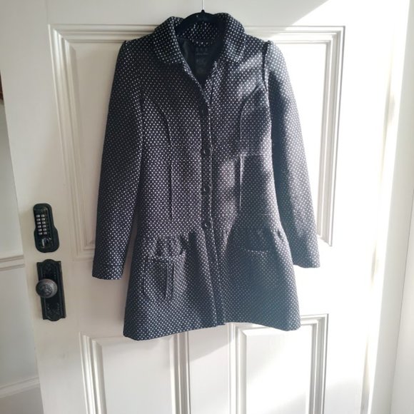 Zara TRF Collection Wide Lapel Single-Breasted Polka Dot Wool Coat - Picture 3 of 5